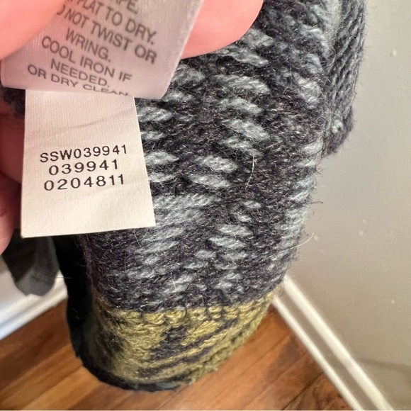 J. Jill Open Front Waterfall Cardigan Blue Green Geometric L - Picture 12 of 12